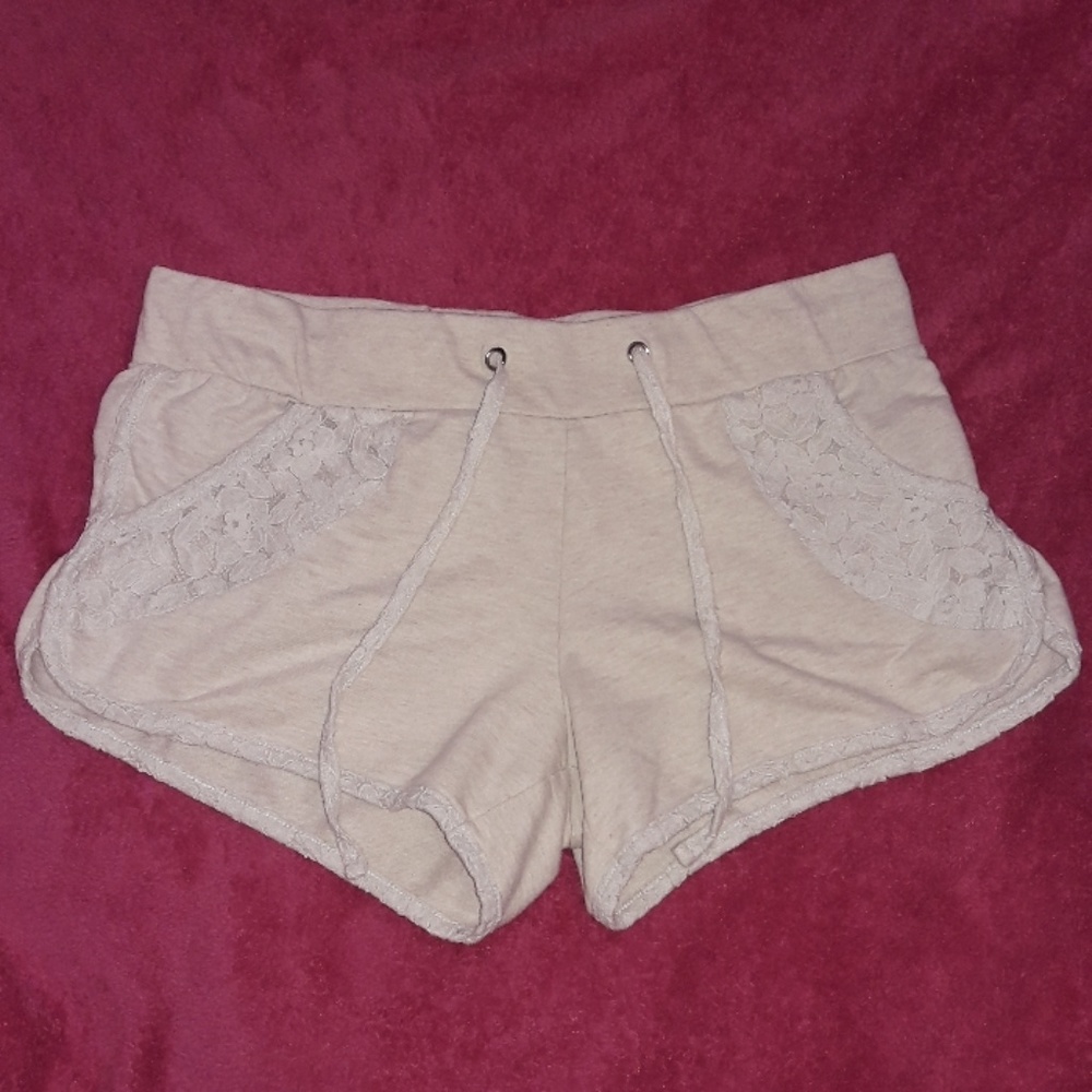 Rue 21 Beige Lace Drawstring Dolphin Lounge Shorts